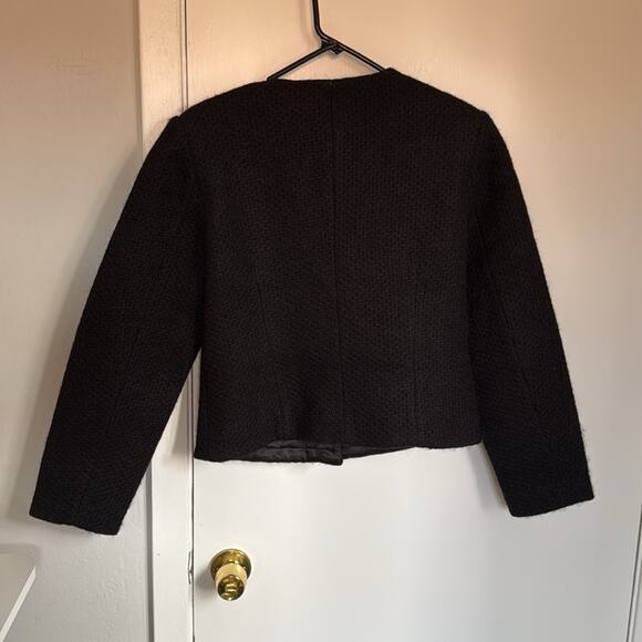 Anine Bing Annita Modern Woven Blend Textured Sweater Jacket Size Medium Black - Picture 6 of 6